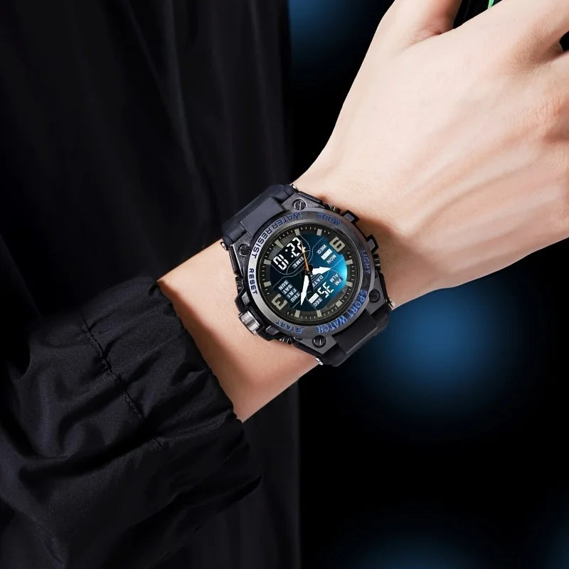 [Montre chronographe numérique pour hommes] montre chronographe multi-sport montre à quartz numérique pour hommes avec alarme Date lumineuse le Gi idéal
