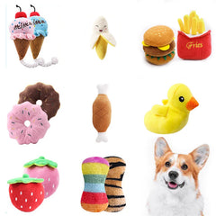 Ensemble de 7 jouets sonores pour chiots, en peluche, à mâcher, collations aux fruits et légumes, adaptés aux jeux mignons