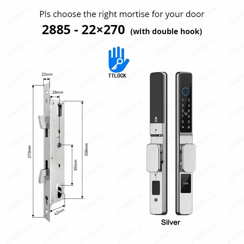 Serrure intelligente pour porte coulissante étanche, application TTLock Alexa, Code numérique par empreinte digitale, carte RFID, Anti-serrure électronique en verre d'aluminium