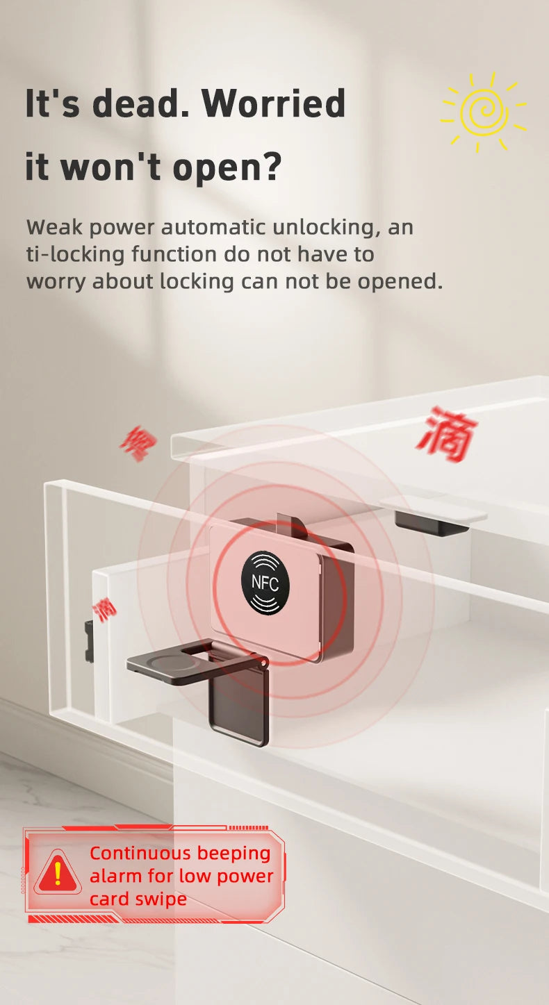 Serrure de porte intelligente en bois, serrure électronique Invisible, carte RFID, déverrouillage NFC, boîte aux lettres sans clé, casier, tiroir de meubles, serrures intelligentes