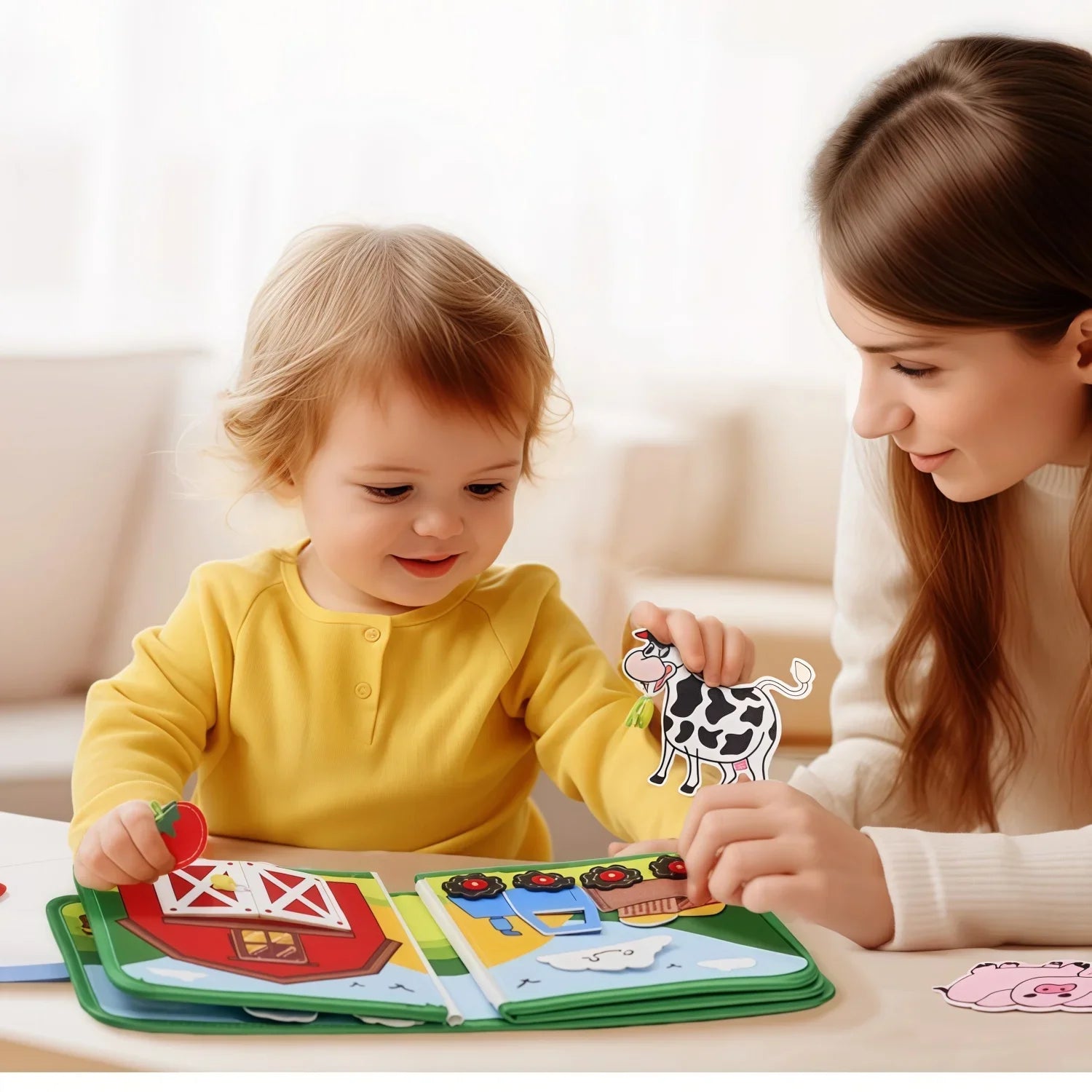 Livre silencieux Montessori – Jouet d'activité pour animaux de ferme avec conte pour les tout-petits, apprentissage précoce des motricité fine