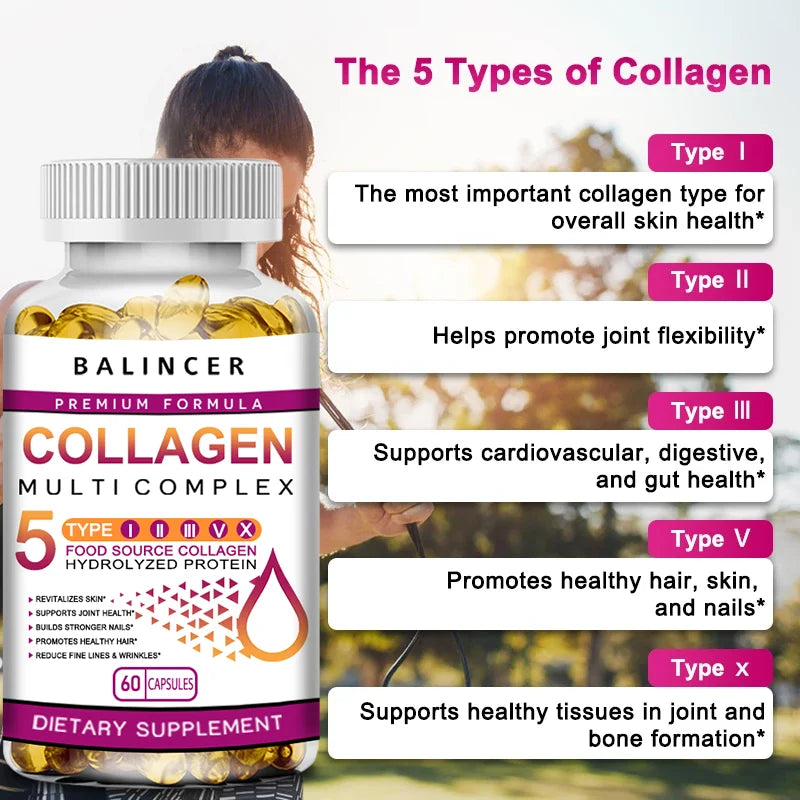 Peptide de collagène multi-cheveux, peau et ongles, supplément de santé digestif et articulaire, collagène hydrolysé, 120 gélules