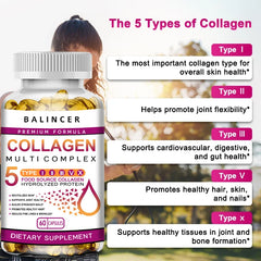 Peptide de collagène multi-cheveux, peau et ongles, supplément de santé digestif et articulaire, collagène hydrolysé, 120 gélules