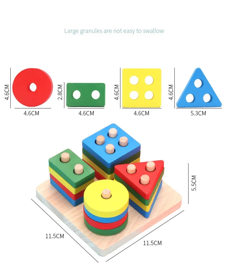 Puzzle Montessori pour enfants de 1 à 3 ans jouets en bois blocs de construction apprentissage document forme match