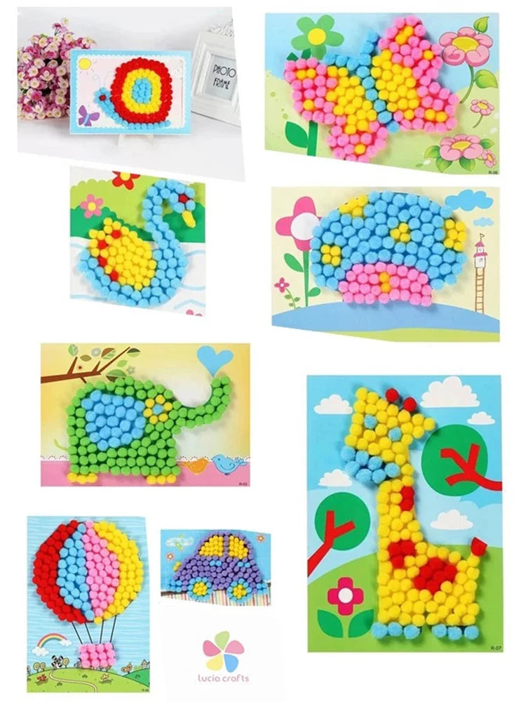 Enfants autocollants faciles à poser jouets bouton/pompon/diamant éducation précoce enfants Puzzle à la main peinture créative 3-6 ans cadeaux TMZ