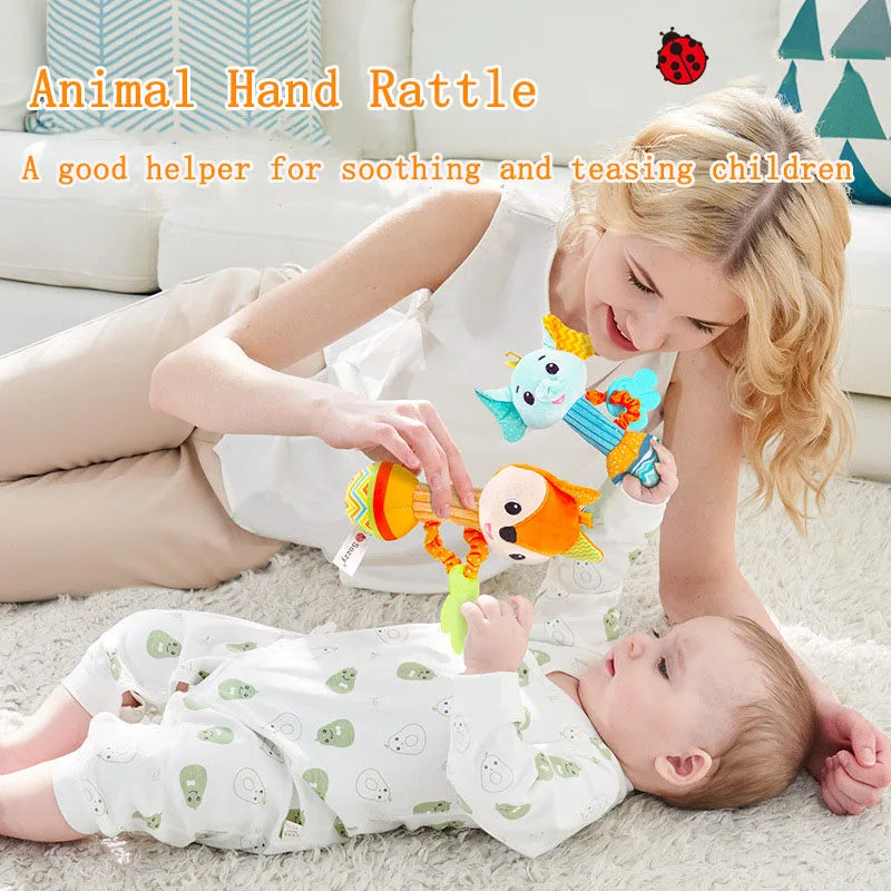 Hochets pour bébé, Animal en peluche doux, poignée à main, jouets pour bébé, Shaker froissé, grinçant, jouets apaisants sensoriels, cadeaux pour tout-petits