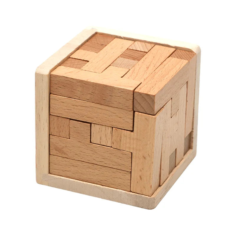 Puzzles 3D en bois avec 25 blocs en forme de T, jouets classiques Luban Lock Cube, jeu intellectuel pour enfants et adultes