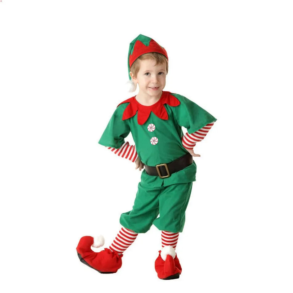 Ensemble de vêtements de Noël pour enfants et adultes, chapeau en Y, ceinture, vêtements de Noël pour enfants, tenue d'anniversaire pour bébé garçon et fille, costume d'elfes