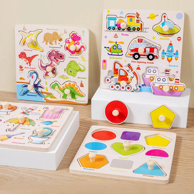 Jouets Montessori pour bébé, Puzzle 3d en bois, dessin animé, Intelligence animale, jouets éducatifs d'apprentissage précoce pour enfants
