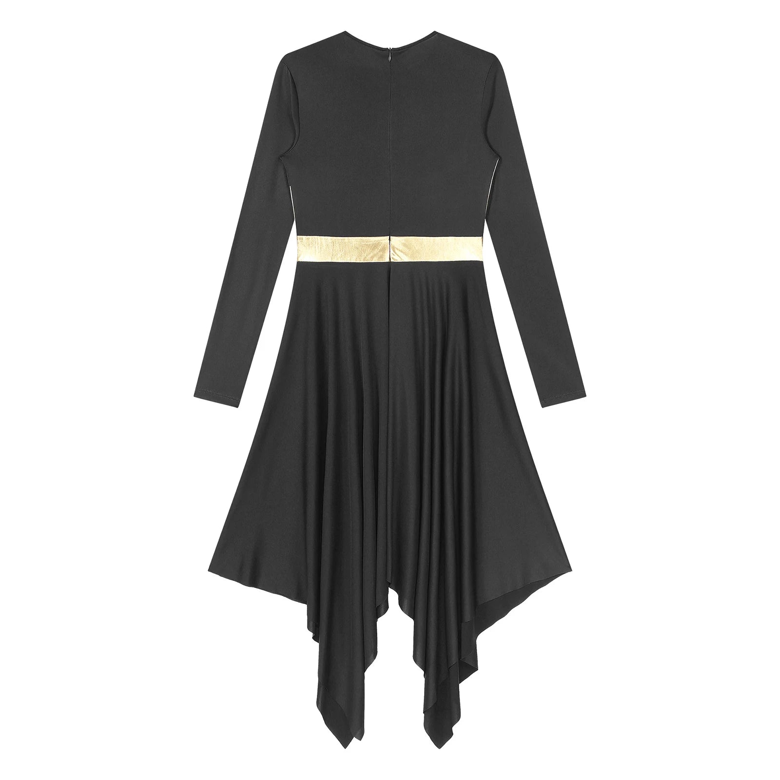 Robe de danse lyrique à manches longues pour femmes, robe à ourlet irrégulier, costume de spectacle liturgique, vêtements de danse modernes, culte de la chorale d'église