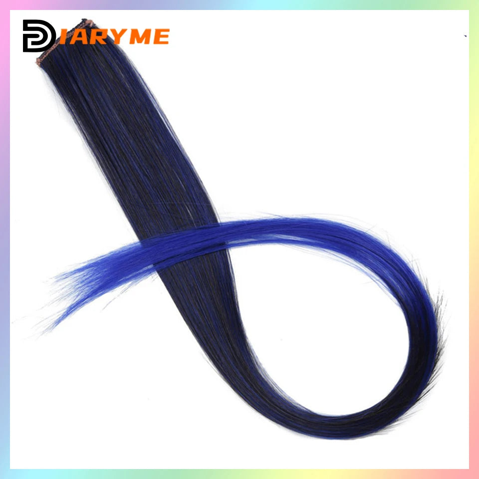 Colorful curly synthetic hair extensions for girls, long clip-in hairpiece, multicolored party strands, wig piece, for women and children