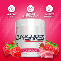 Poudre de pré-entraînement Oxyshred - Poudre de pré-entraînement avec L Glutamine et carnitine d'acétyl, boisson énergisante - Blast cosmique et mangue