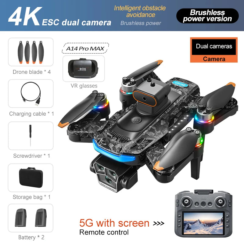 Xiaomi A14 ProMax Drone, Brushless Motor, 8K HD, Three Cameras, GPS, Optical Flow, Obstacle Avoidance, Foldable Quadcopter Drone Toy