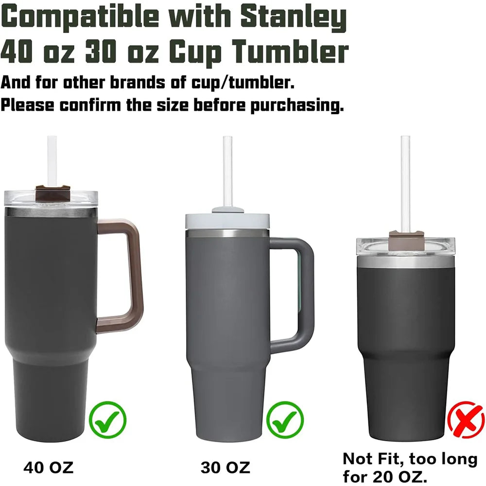 Paille de rechange réutilisable avec brosse pour livres, plastique transparent, compatible avec gobelet Stanley 40 oz 30 oz, 6 pièces, 30cm