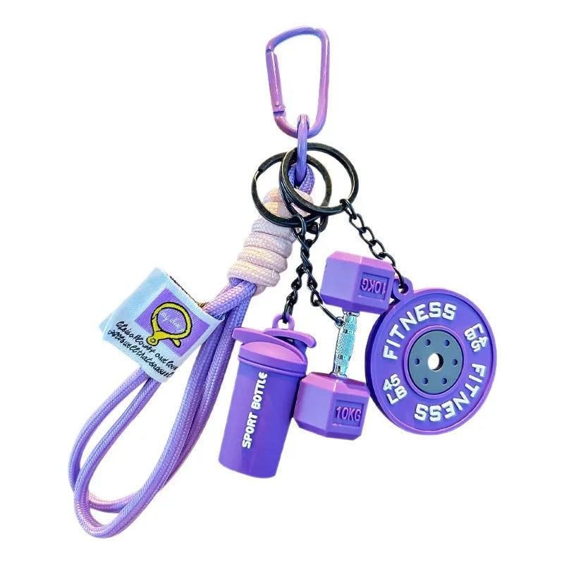 Porte-clés plaques d'haltères détachables, tasses d'eau, Simulation d'haltères, pendentif créatif de la série Dopamine Fitness