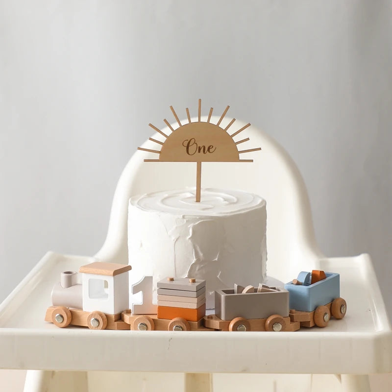 Jouets Montessori Train en bois jouet d'anniversaire bébé jouets éducatifs chariot en bois bébé jouets d'apprentissage nombre de bois bébé jouets cadeaux