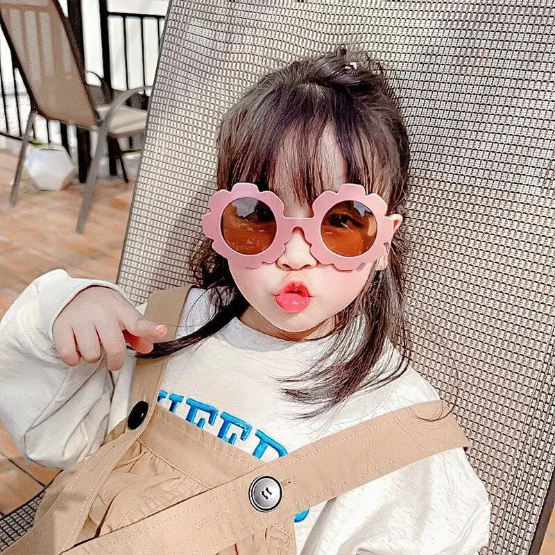 Lunettes de soleil mignonnes à fleurs pour enfants, cadre pour documents bonbons, protection UV extérieure pour garçons et filles