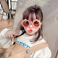 Lunettes de soleil mignonnes à fleurs pour enfants, cadre pour documents bonbons, protection UV extérieure pour garçons et filles