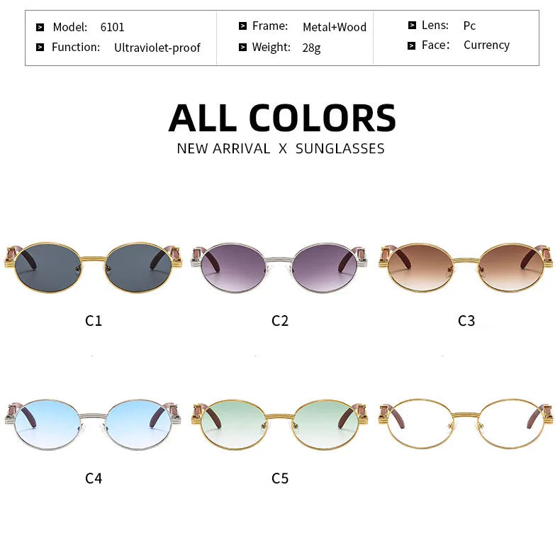 Lunettes de soleil rétro Imitation Grain de bois pour hommes et femmes, ovales, tendance, Protection Uv, nouvelle collection