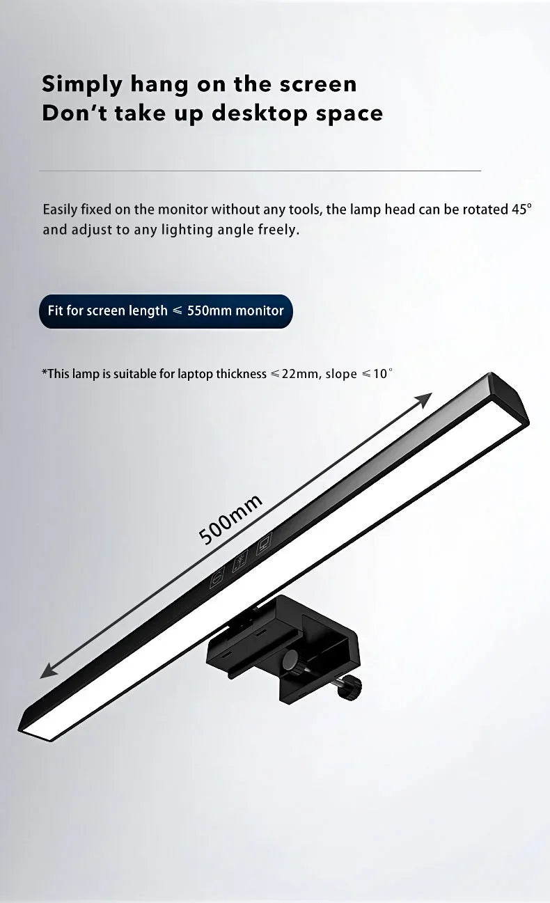 LED lampe de bureau moniteur barre lumineuse PC ordinateur écran réglable lumière 33 cm 50 cm bureau étude lecture lampe de Table suspendue alimenté par USB