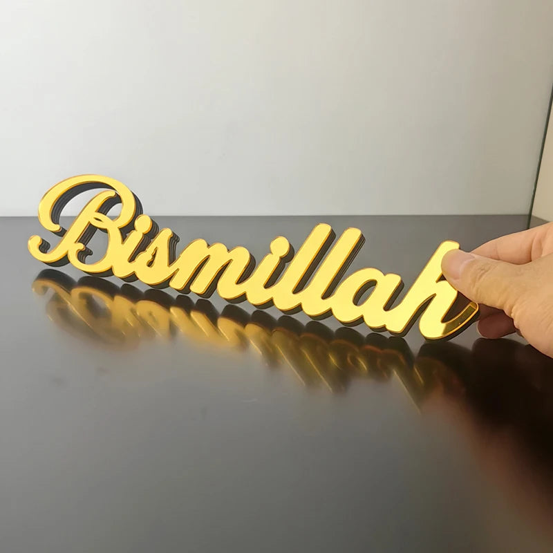 Ornement en bois acrylique pour Ramadan Bismillah, décoration de la maison Eid Mubarak, fournitures de fête musulmane islamique, Alhamdulillah Mashallah