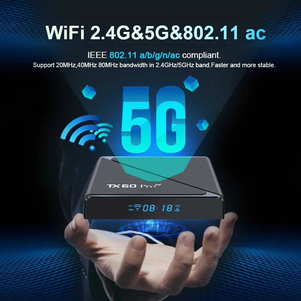 Smart TV Box TX60 PRO Android 24 TV Box 14K 2.4G 5G double WiFi 6 décodeur lecteur multimédia vidéo maison décodeur intelligent