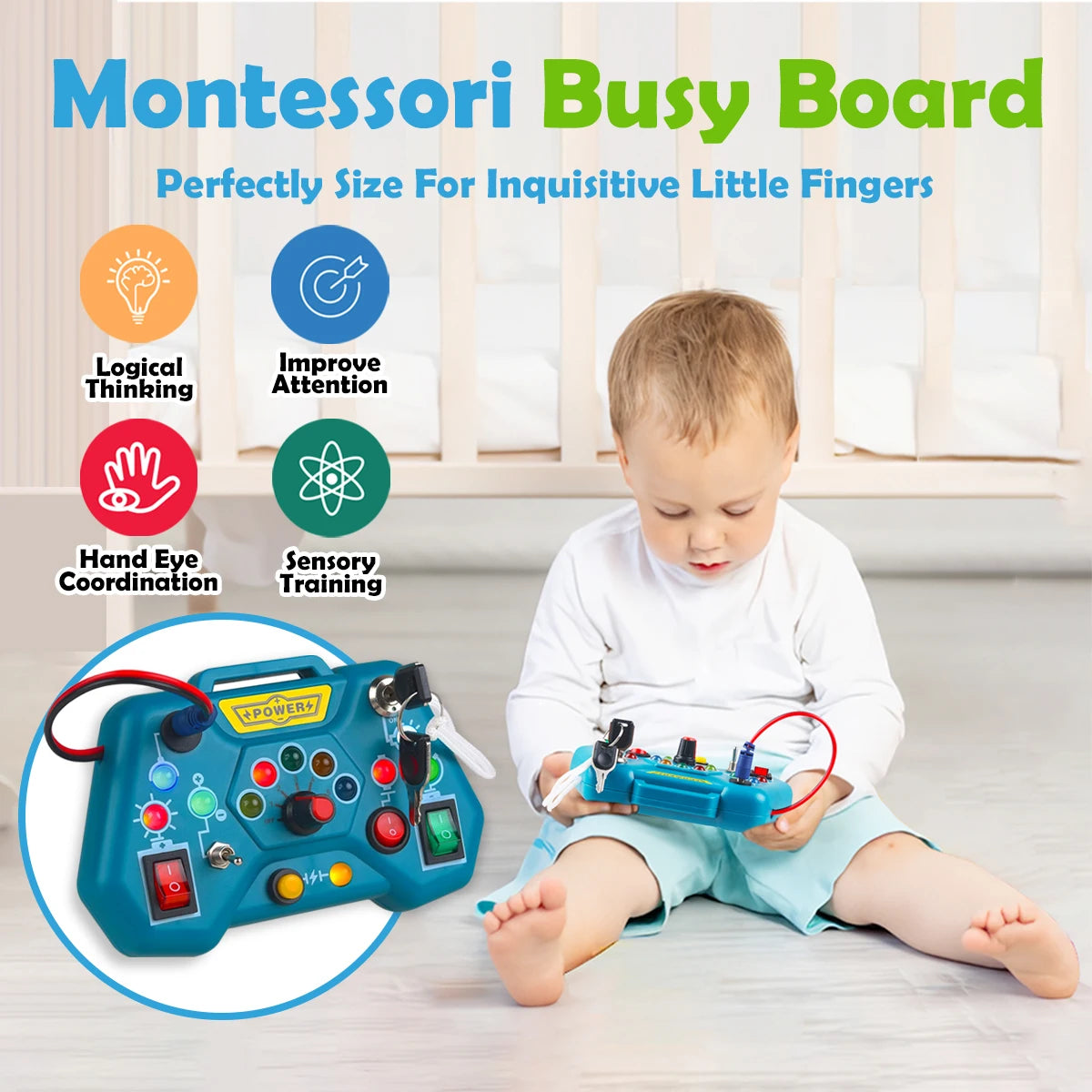 Planche occupée Montessori, jouets pour tout-petits, cadeaux pour bébés garçons et filles de 3 ans, jouets éducatifs d'apprentissage, jouets de voyage pour tout-petits