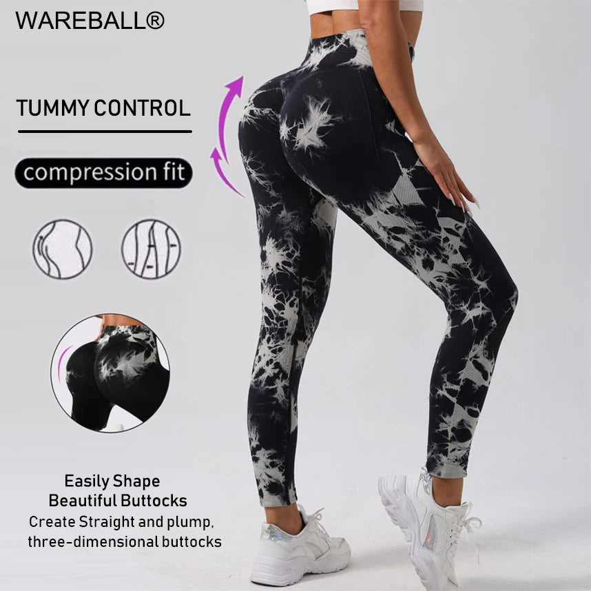WAREBALL nouveau cravate colorant pantalons de Yoga Leggings de gymnastique femmes sans couture taille haute Push Up Sport collants Fitness entraînement Leggins