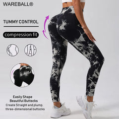 WAREBALL nouveau cravate colorant pantalons de Yoga Leggings de gymnastique femmes sans couture taille haute Push Up Sport collants Fitness entraînement Leggins