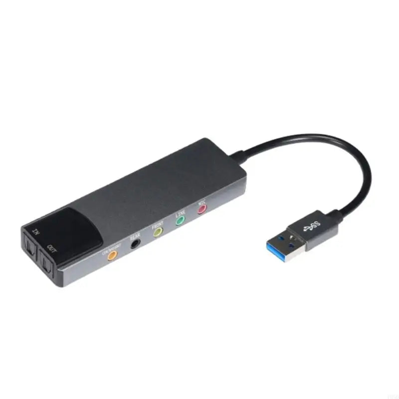 External USB sound card with microphone inputs, line inputs, and optional optical DIF output for professional-quality sound editing