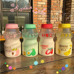 Bouteille d'eau en plastique de 480ml, bouteille de boisson en forme de Yakult, mignonne bouteille Shaker en Carton de lait Kawaii pour enfants/filles/adultes en verre