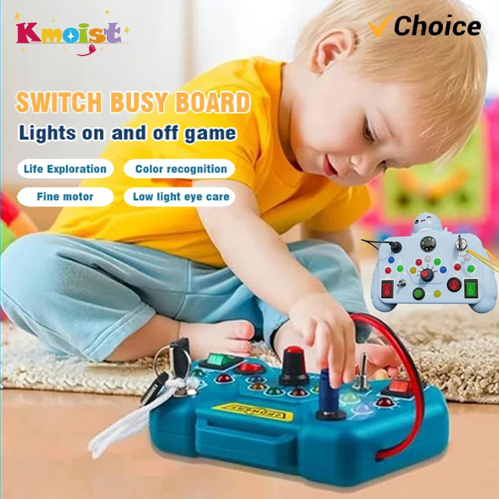 Planche occupée, interrupteur de lumières Led, jouets sensoriels Montessori, Puzzle électrique Portable, jouet éducatif précoce, cadeau pour enfants en bas âge