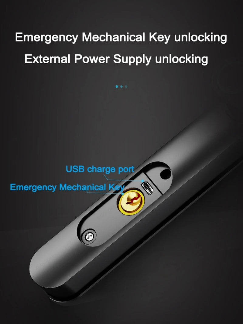 Serrure intelligente pour porte coulissante, étanche, mince, 2.8CM, mot de passe par empreinte digitale, carte IC, clé, compatible avec l'application TTlock et l'en-tête biométrique Alexa