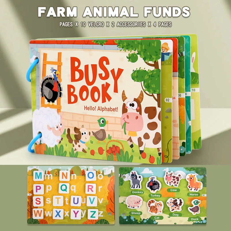 Livre Montessori pour bébé, mon premier livre silencieux, jouet éducatif pour l'apprentissage précoce, jeu assorti pour bébés de 2 à 3 ans