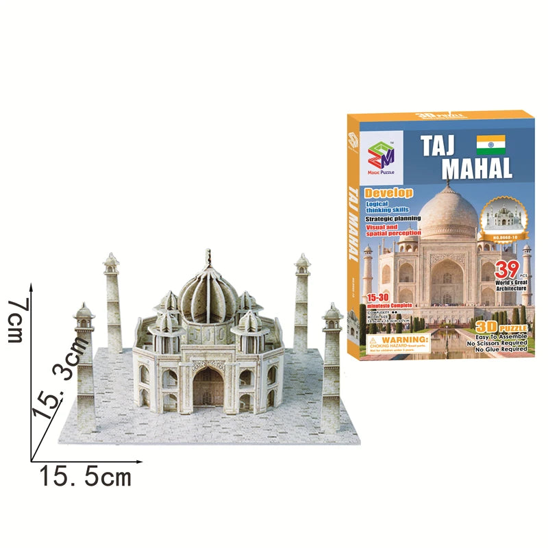 Jouets éducatifs Puzzles 3D jouets enfants développement intellectuel mondes Construction de bâtiments célèbres Puzzles 3D jouet