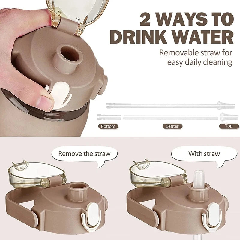 Bouteilles d'eau en verre de 1000ML avec paille, bouteille en verre avec manchon en Silicone et marqueur de temps, pour salle de sport, Camping, maison et bureau