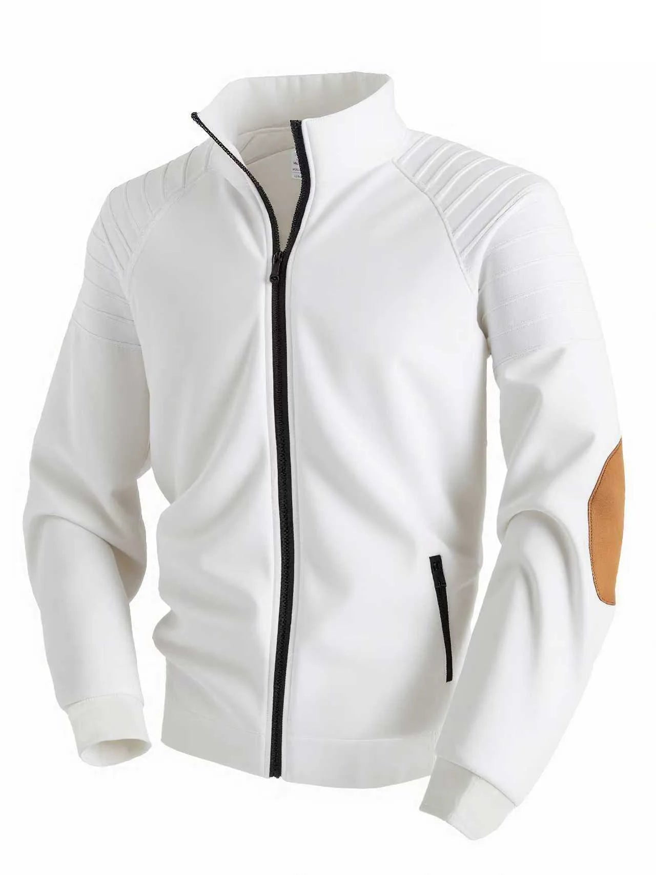 New fashionable men's jacket – solid color long-sleeved casual coat with pleated sleeves, suitable for spring and autumn seasons.
