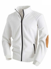 New fashionable men's jacket – solid color long-sleeved casual coat with pleated sleeves, suitable for spring and autumn seasons.