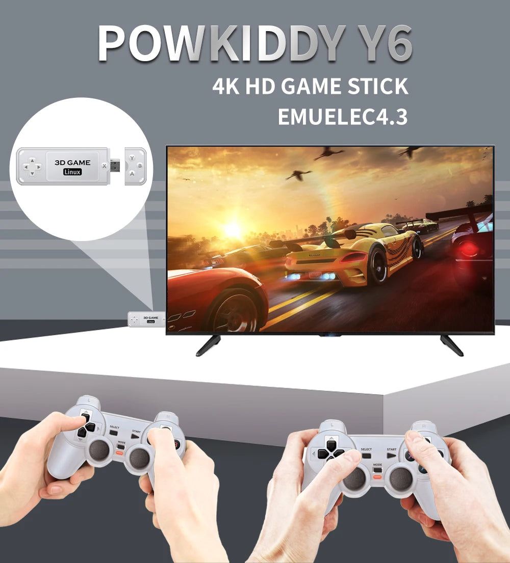 BOYHOM Y6 Console de jeu rétro 4K 60fps sortie HDMI faible latence GD10 TV bâton de jeu double poignée Console de jeu domestique Portable pour GBA