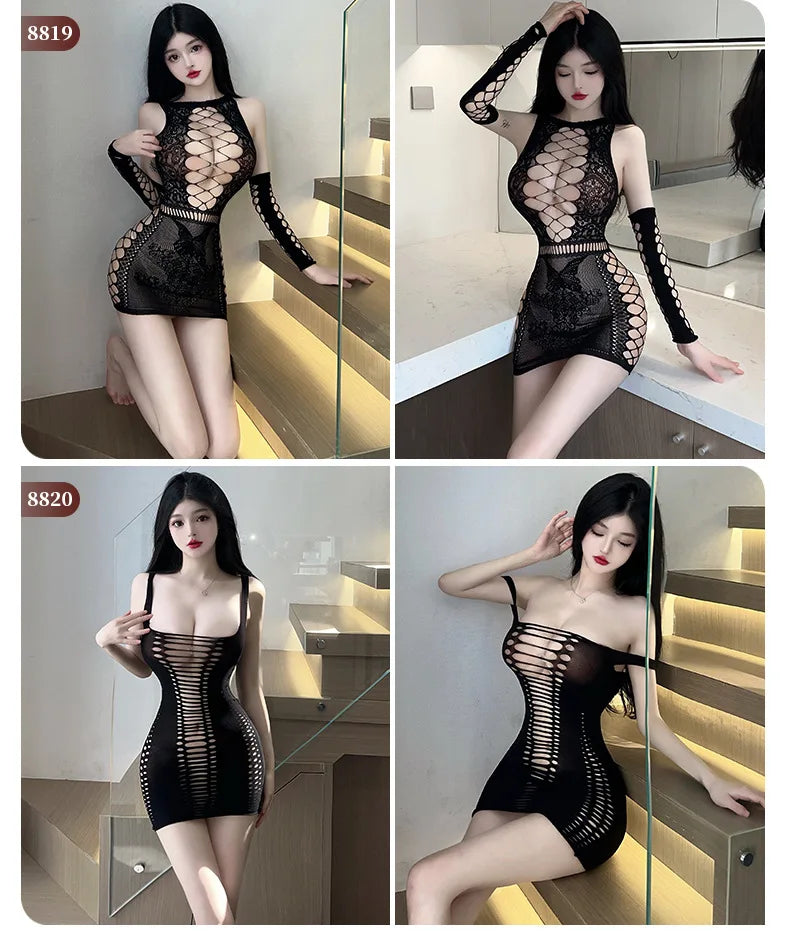 Body Sexy à entrejambe ouvert pour femmes, 24 Styles, bas de corps en maille résille érotique, porno ajouré, Teddy, Lingerie sans entrejambe