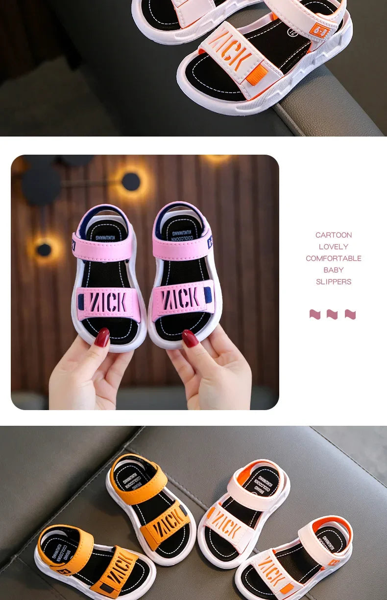 Sandales pour enfants étudiants chaussures antidérapantes simples généreux garçons filles sandales porter et hors facile fond souple enfants chaussures décontractées