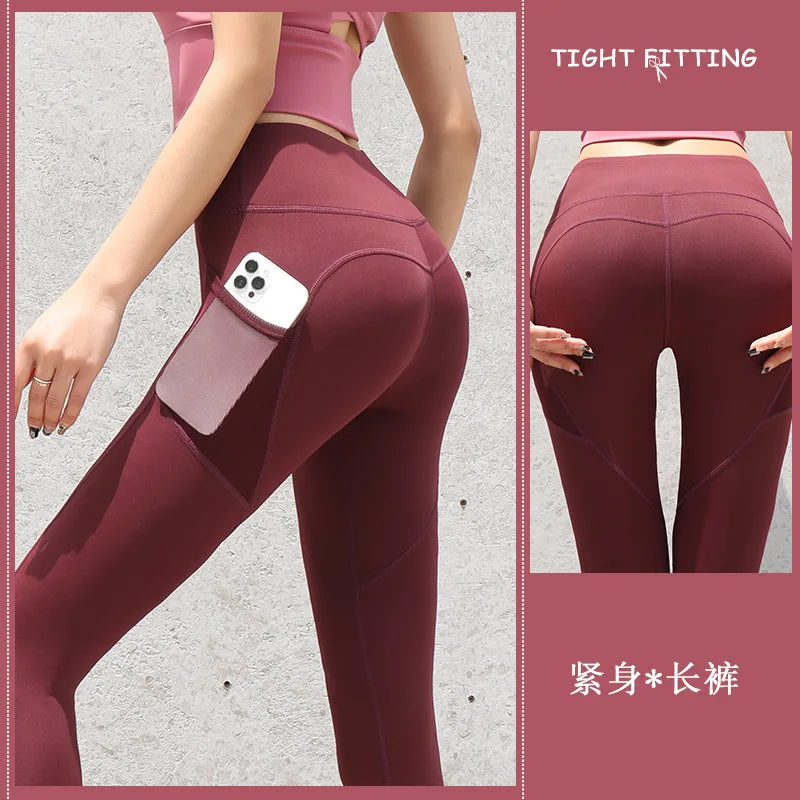 Pantalons de Yoga avec poche pour femmes, Leggings pour Fitness, en Nylon, taille haute, longs, collants Push UP, vêtements de gymnastique, 2024