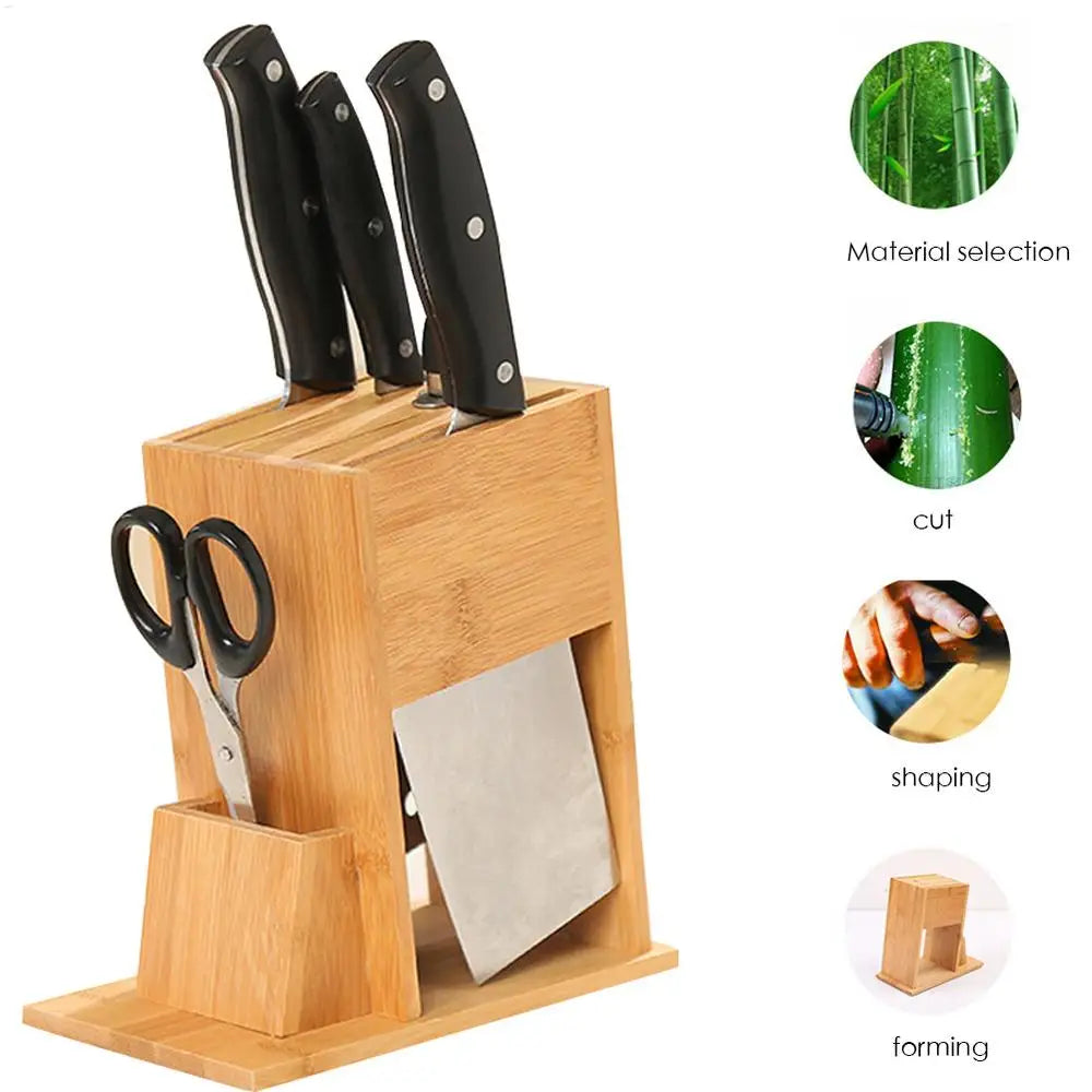 Support de bloc de couteaux en bambou pour la cuisine, support de coupe multifonctionnel, support de rangement de couteaux multifonctionnel pour fournitures de cuisine