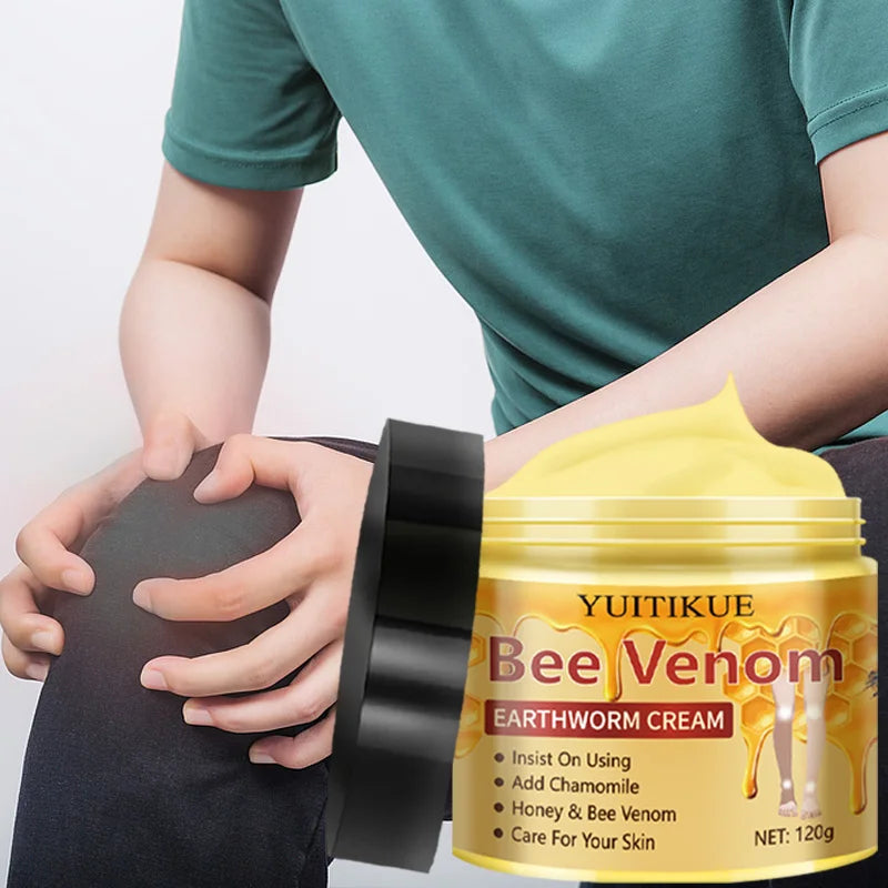 YUITIKUE Crème pour varices 120g - Formule de venin d'abeille et de vers de terre, hydratant et massage en profondeur, traitement de soins de la peau