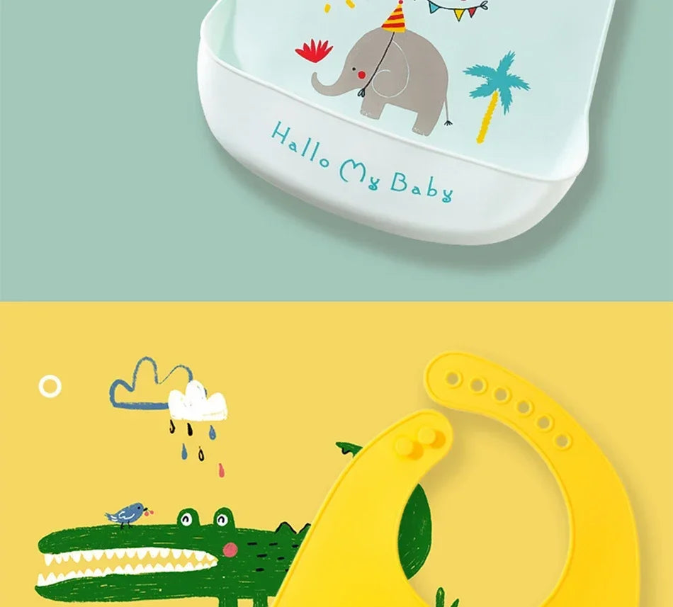 Bavoirs en Silicone souple pour bébés garçons et filles, bavoir imperméable pour nourrissons, tabliers de dessin animé pour nouveau-nés, bavoirs pour tout-petits, tissus pour rots, Bandana