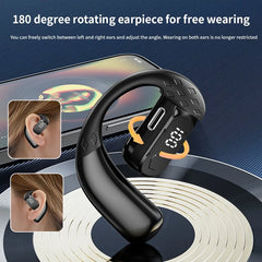 Sans fil Bluetooth 5.4 ouvert 180 °   casque à conduction d'air rotatif avec affichage de la batterie LED sur les deux oreilles et un écouteurs avec microphone