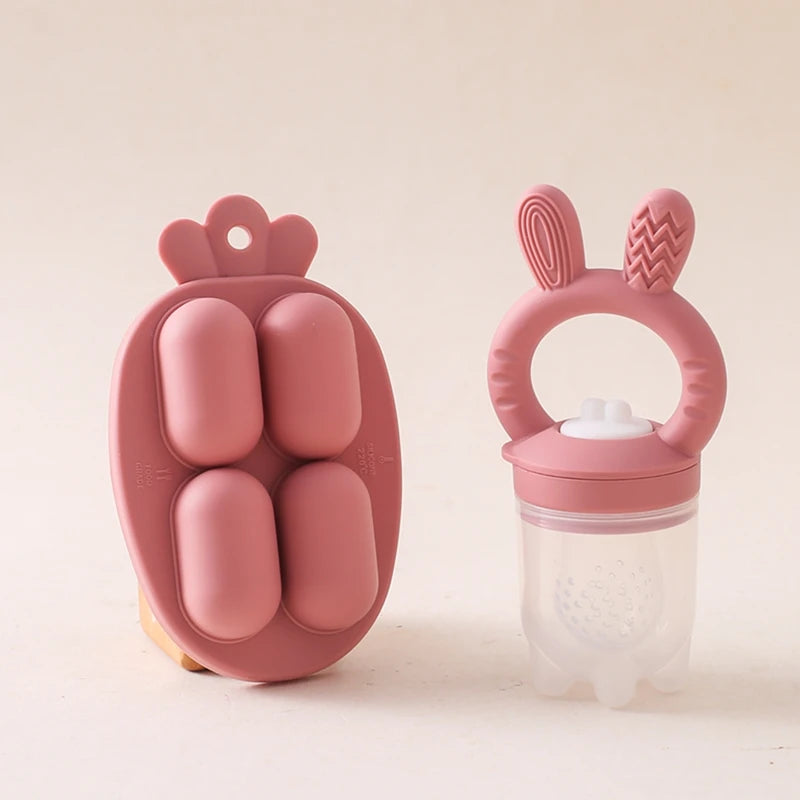 Sucette de dentition en silicone avec couvercle pour bébé, mangeoire à fruits et légumes, sucette à mordre, grignoteuse, ustensiles d'alimentation, complément alimentaire