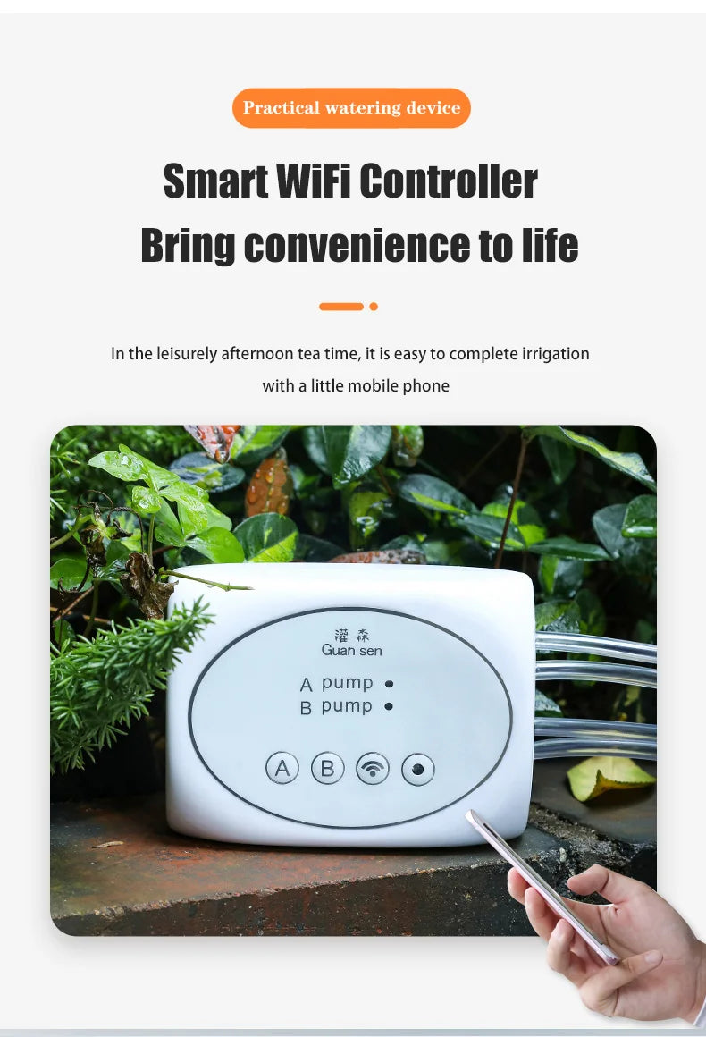 WiFi Smart Garden Irrigation Controller, Automatic Drip Irrigation System Kit for Plants, Mobile Phone Control, Watering Timer Device