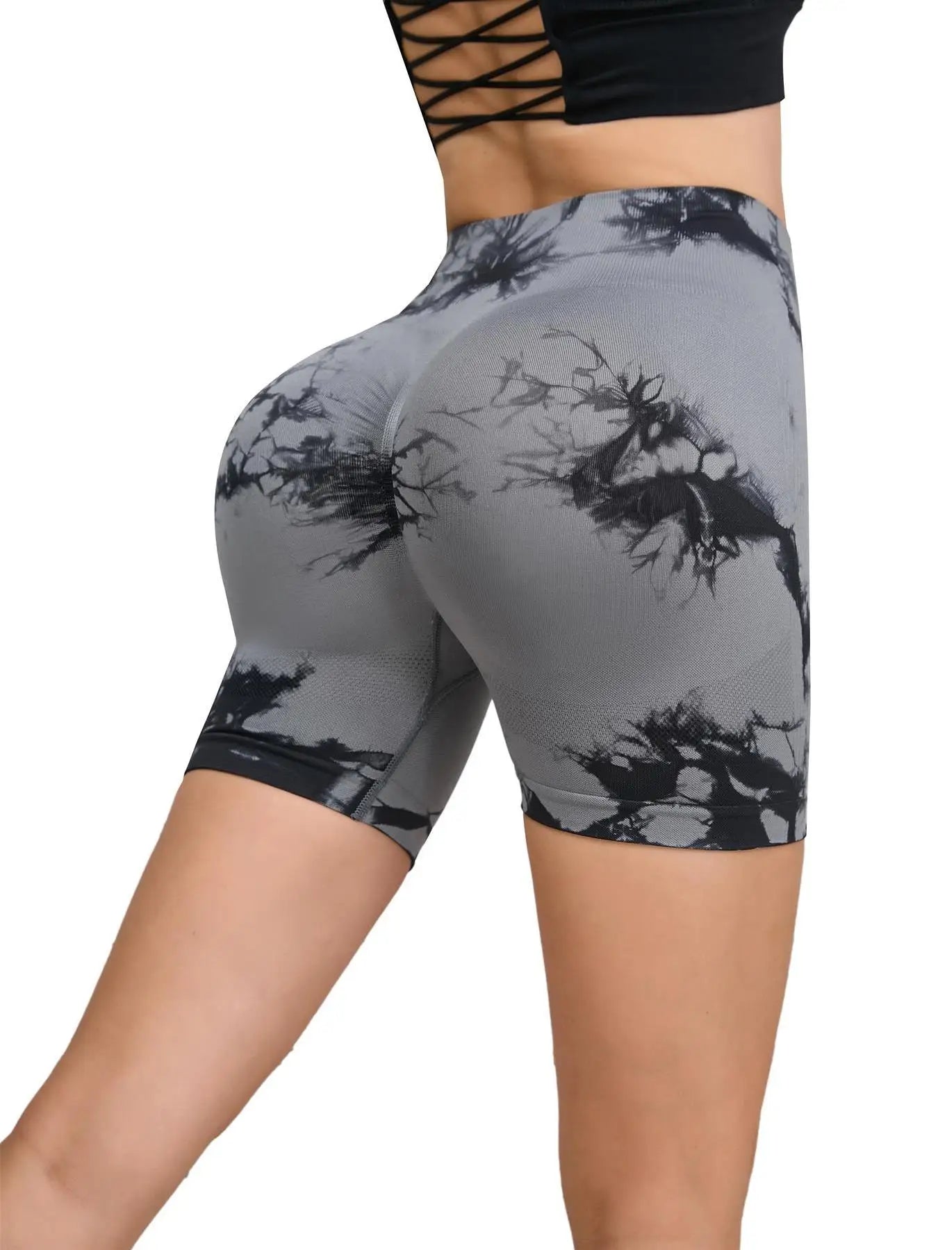 Pantalon de Fitness sans couture teint par nouage pour femmes, taille haute et levage des hanches, short serré de sport, course à pied, Sexy, pêche, Fitness, Yoga