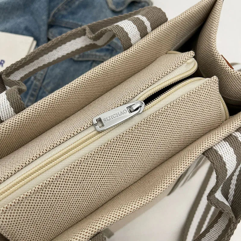 sac de luxe femme sac a mains femme sac bandouillère femme Sacs à main en tissu de lin pour femmes, sac à bandoulière rayé de grande capacité, sac fourre-tout de shopping, dernier document uni, lancé, qualité, 2024